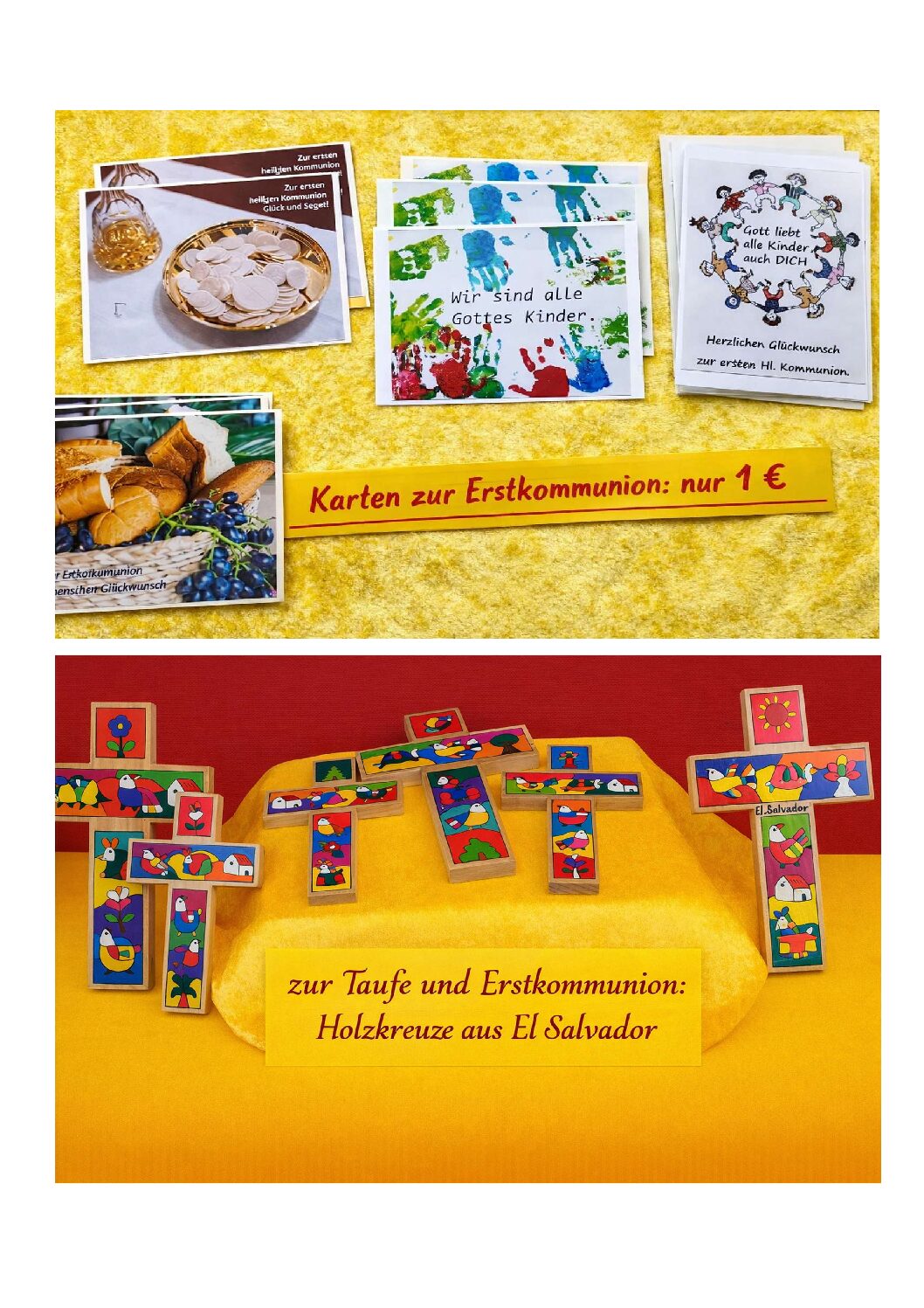 Bunte Holzkreuze im Eine-Welt-Laden  