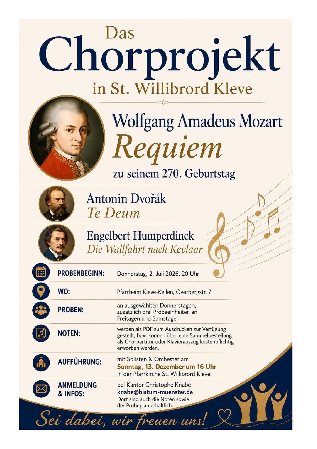 Einladung zum Mitsingen: Großes Chorprojekt mit Mozarts Requiem startet in St. Willibrord Kleve