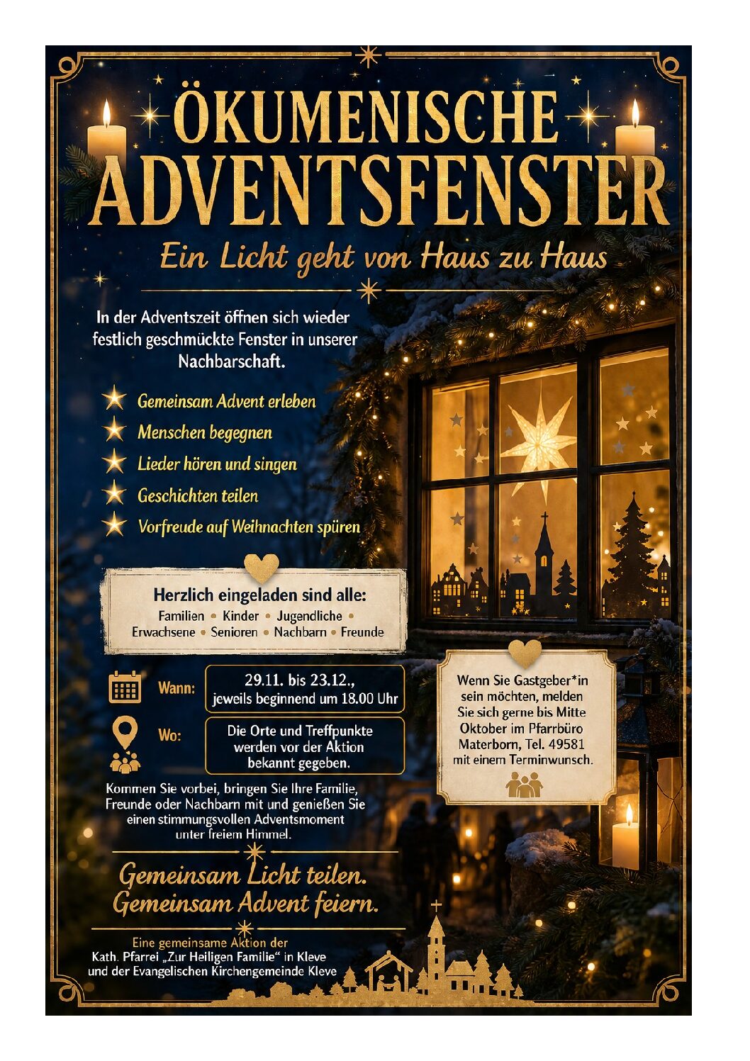 Ökumenische Adventsfenster – Möchten Sie Gastgeber*in sein?